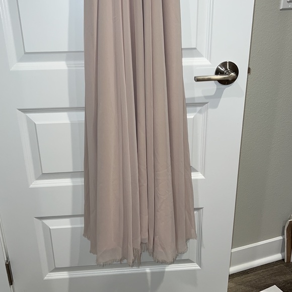 Ceremony by Joanna August Chiffon Satin Champagne Dusty Pink XS Dress - Picture 3 of 9